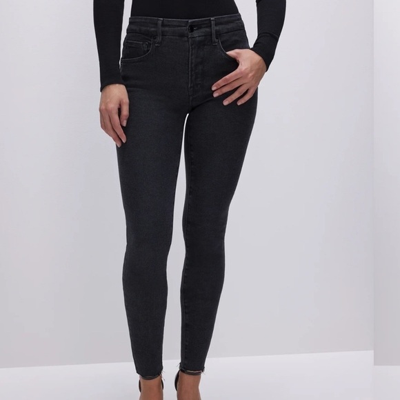 Good American Denim - Good American Good Legs Skinny Jeans Black 184 Raw Hem Size 12 31 Inches T1